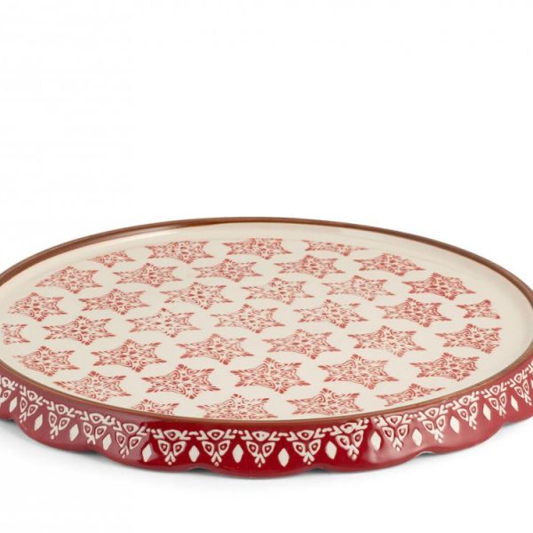 Piatto Torta Grace Rosso 27 cm - H&H - 6 pezzi - stoneware