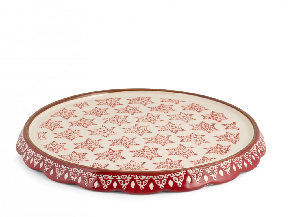 Piatto Torta Grace Rosso 27 cm - H&H - 6 pezzi - stoneware