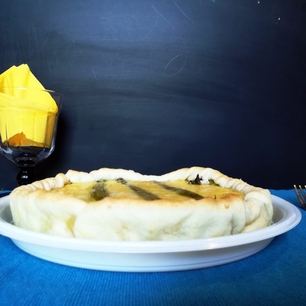 Piatto per delivery bianco 26 cm per torta salata con formaggio e asparagi GMA serigrafia