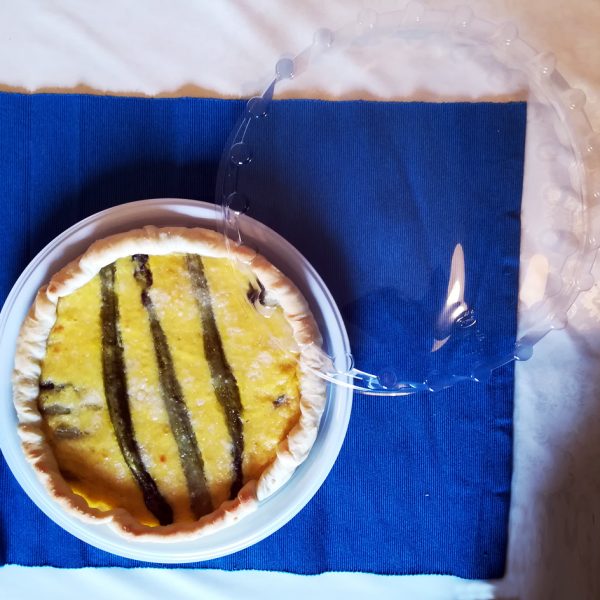 Coperchio trasparente per piatto di plastica bianco 26 cm torta salata con formaggio e asparagi GMA serigrafia delivery