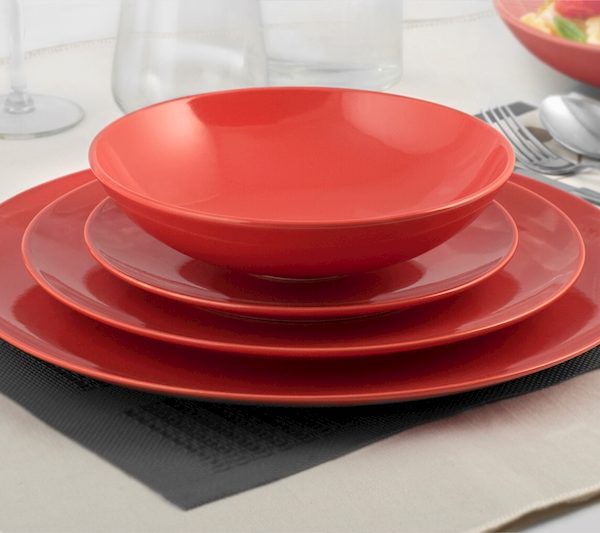 6 piatti in stoneware denver rosso fondo 20 
