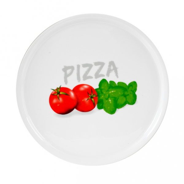 Piatto Pizza Decorato Basilico 33 cm - Conf. 12 pezzi - GMA