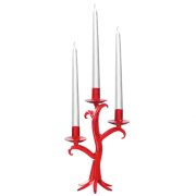 Candeliere Vetro Albero Rosso 3 Fiamme 31 cm